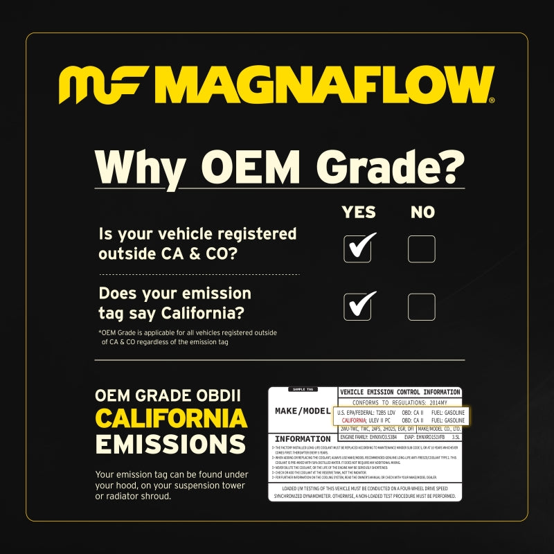 
                  
                    Magnaflow 16-17 Hyundai Sonata L4 2.0L OEM Grade / EPA Compliant Direct-Fit Catalytic Converter
                  
                